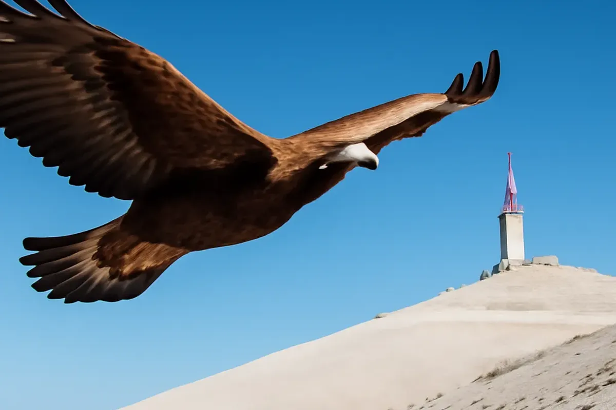Tétras lyre mâle en plumage nuptial sur une crête du Mont Ventoux, entouré de genévriers nains, au lever du soleil
