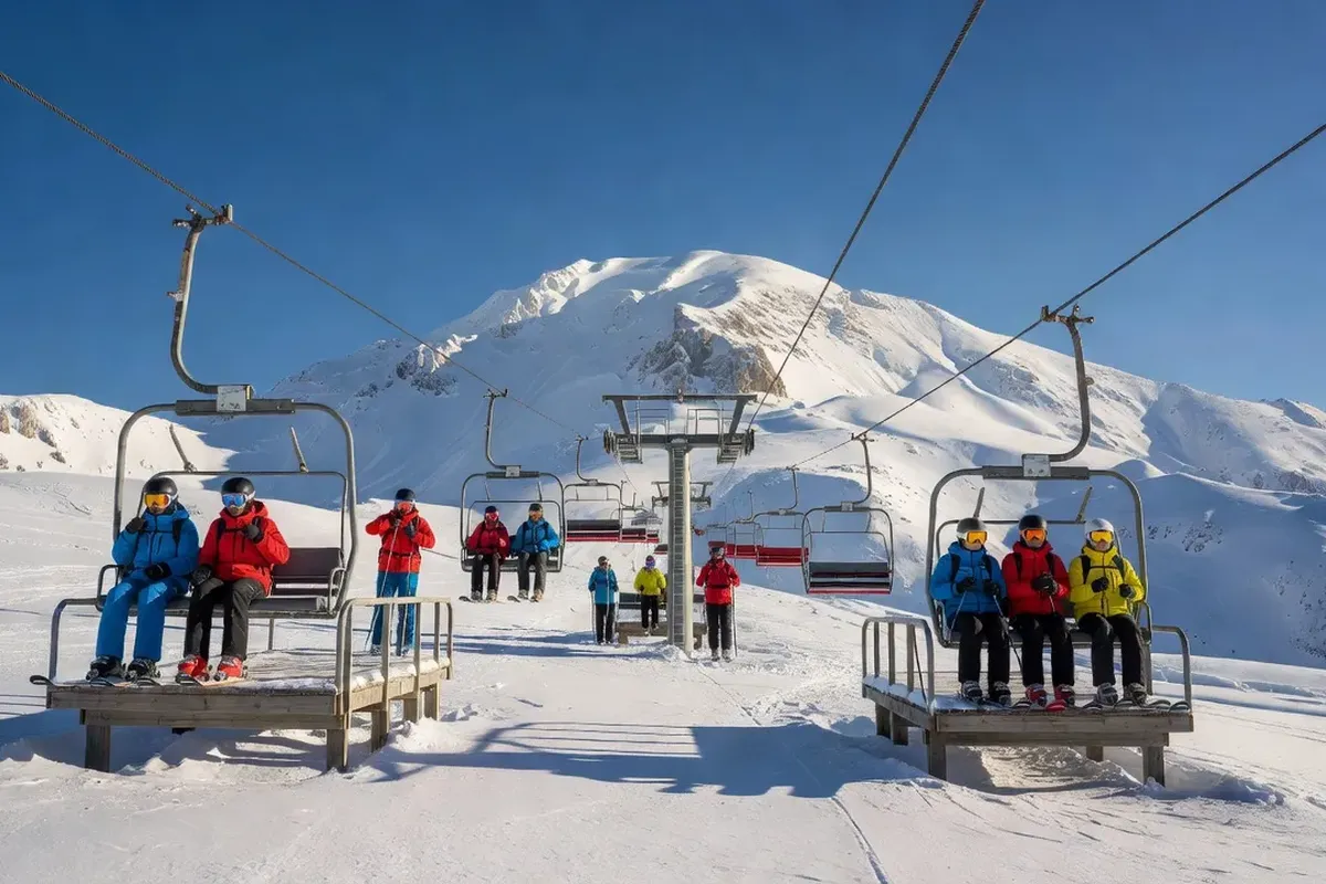 Pistes de ski du Mont Serein avec vue sur la plaine de Provence et le Luberon au loin