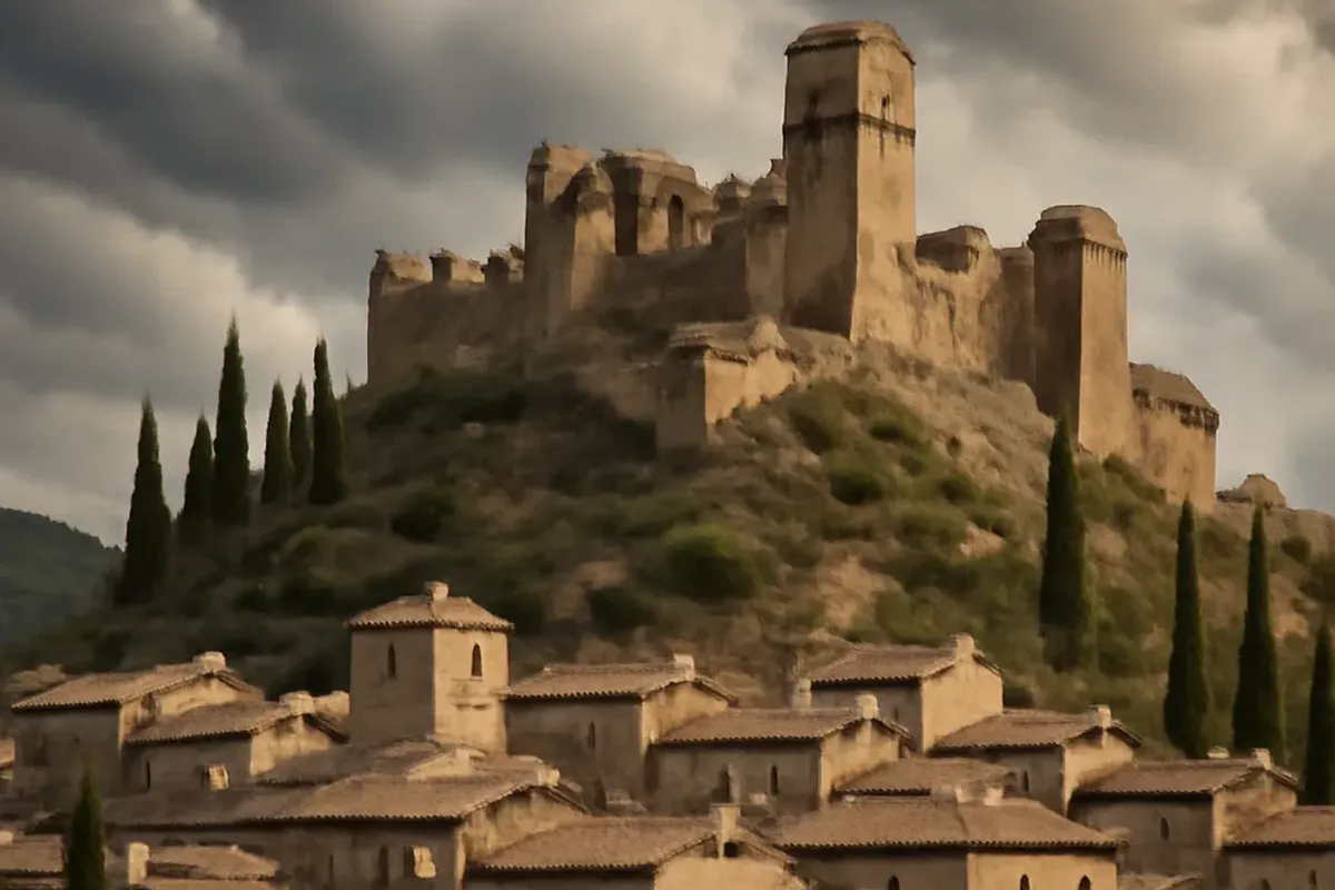 Village de Séguret perché face aux Dentelles de Montmirail avec vignes de Côtes-du-Rhône