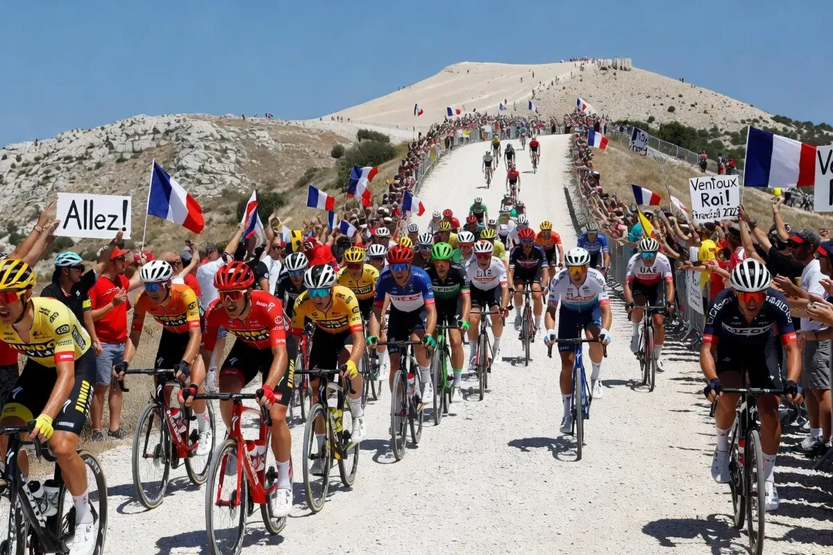 Stèle commémorative de Tom Simpson sur la route du Tour de France au Mont Ventoux versant sud