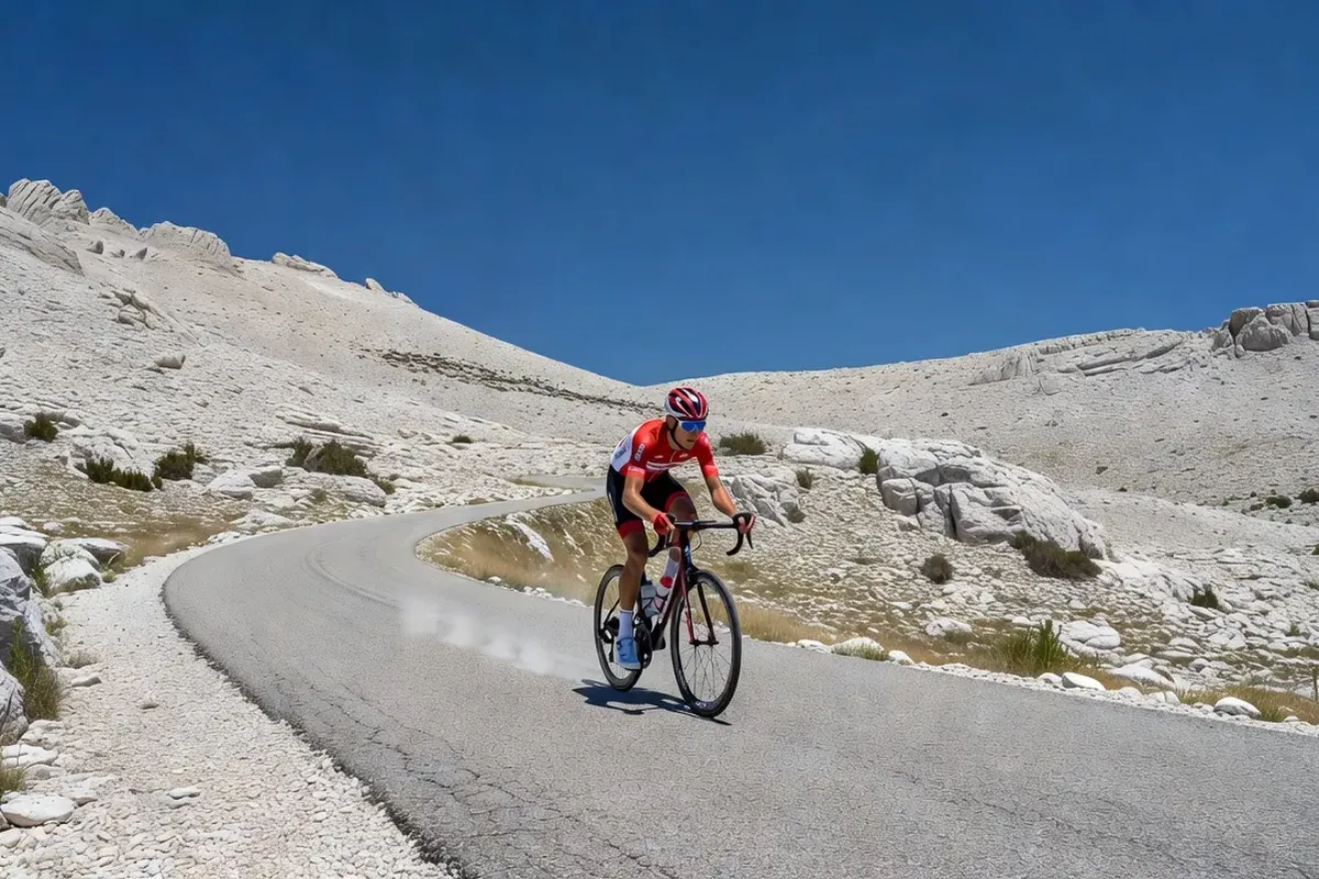 Singletrack VTT dans la forêt de cèdres sur le versant nord du Mont Ventoux, près de Beaumont-du-Ventoux